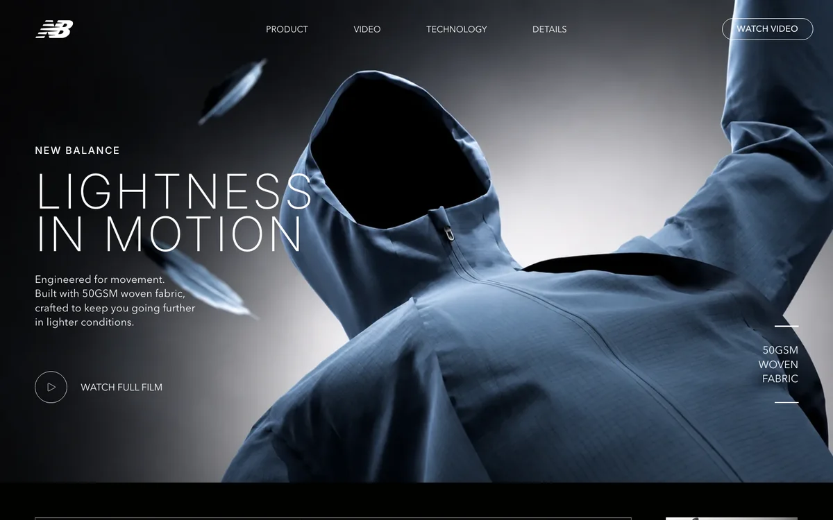 New Balance jacket landing concept