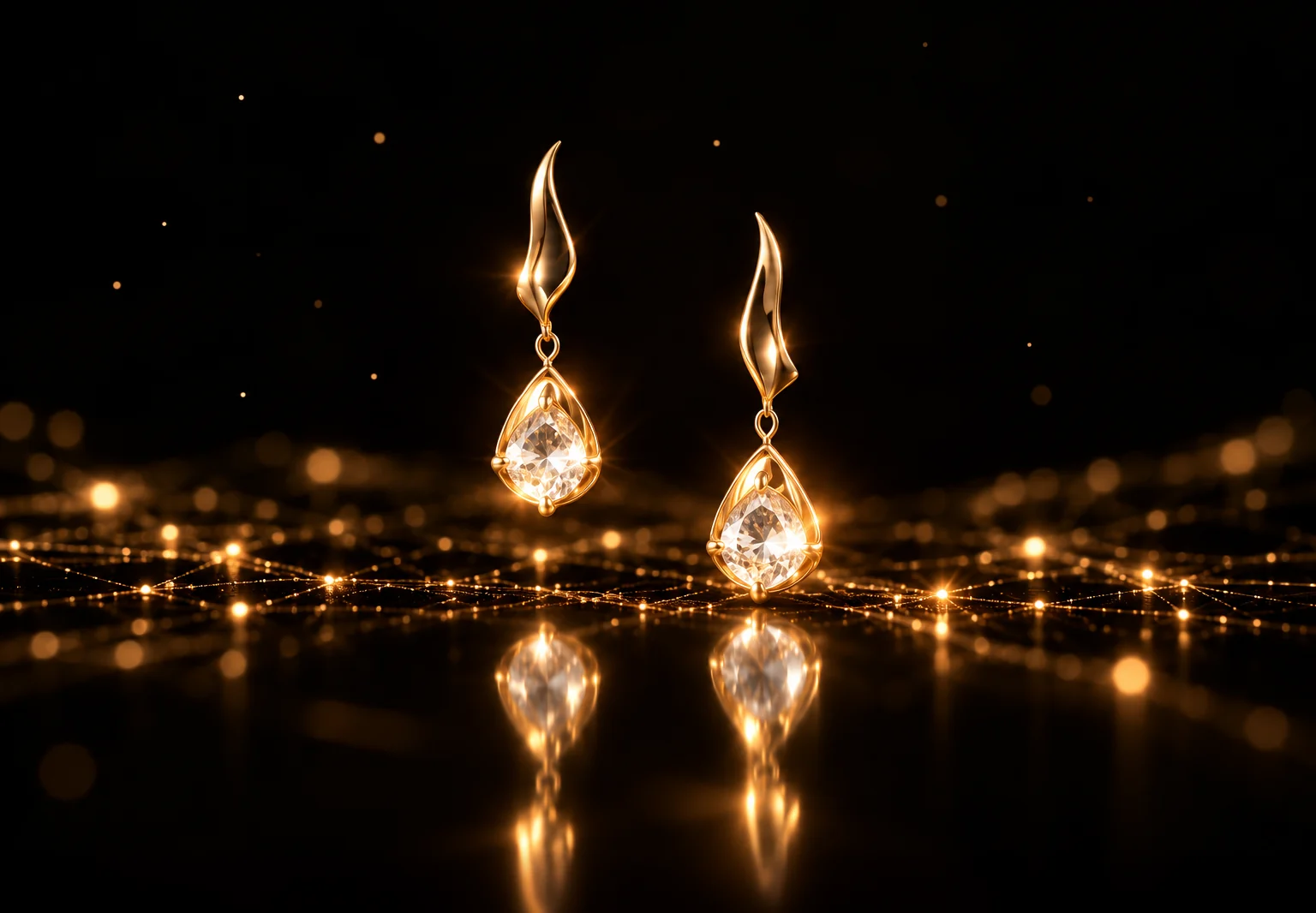 The Earrings, gold and laboratory-grown diamond